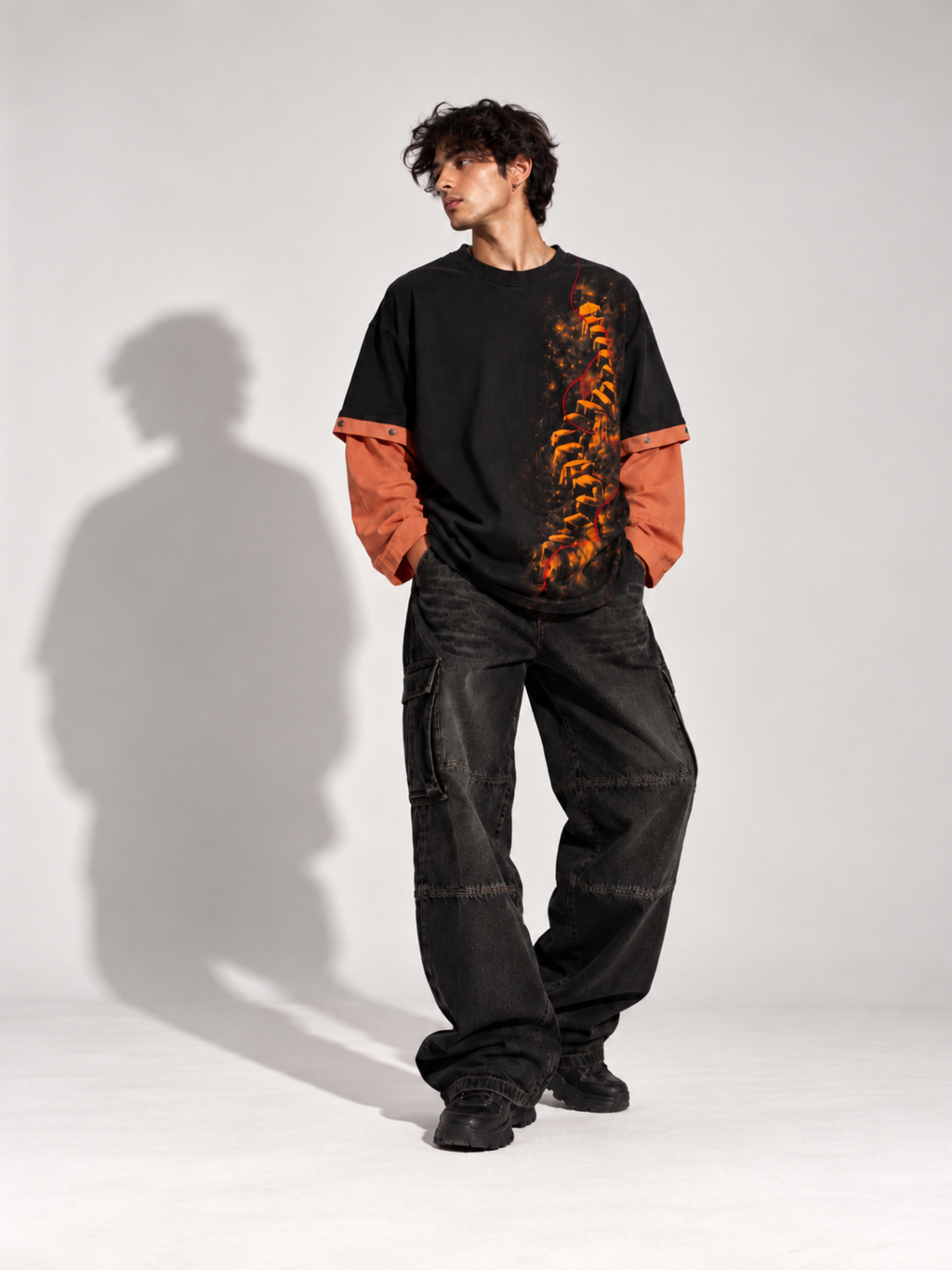 Saap Seedhi 2.0 Oversized Tee Detachable Sleeves Black-Men