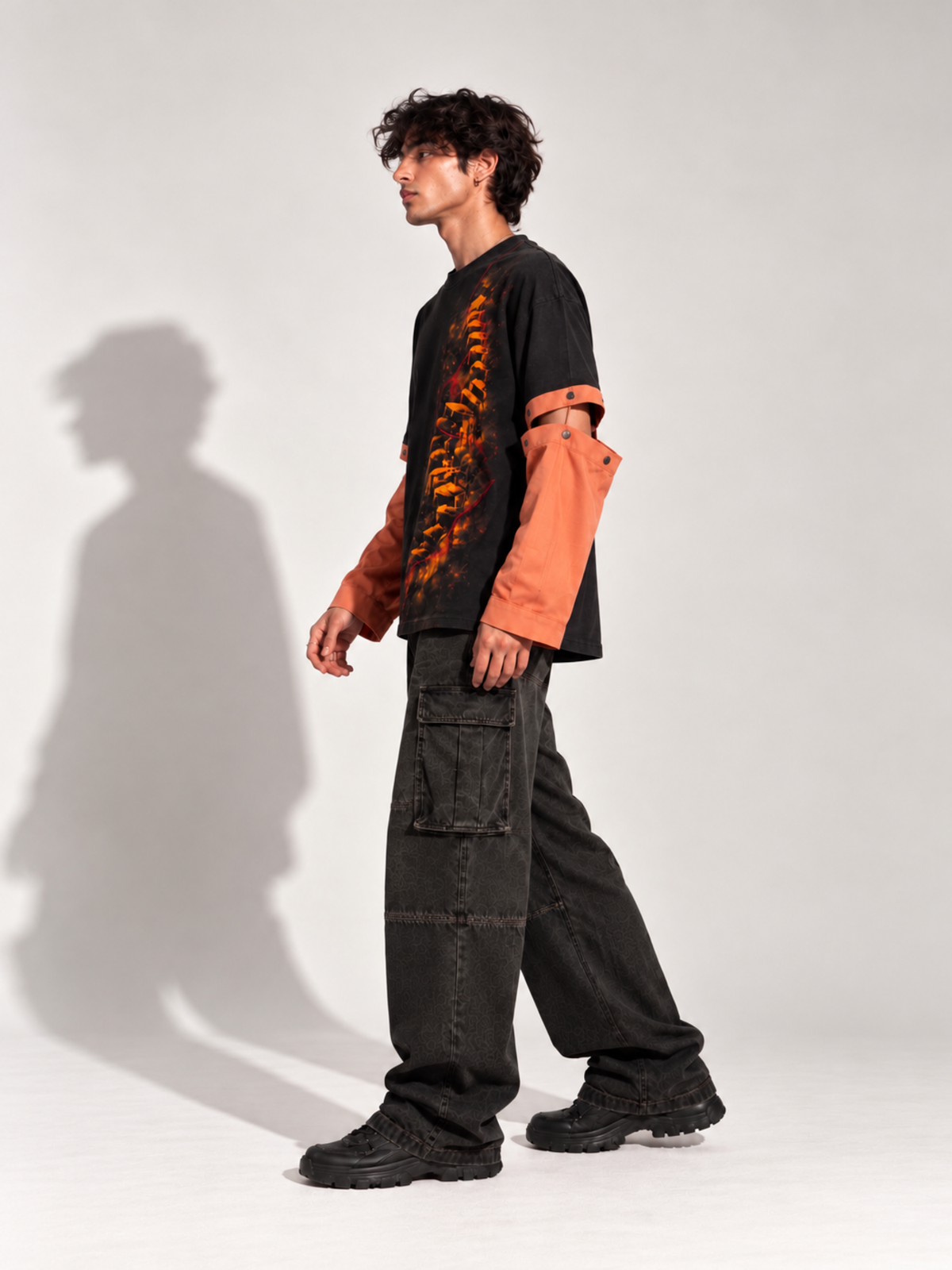 Saap Seedhi 2.0 Oversized Tee Detachable Sleeves Black-Men