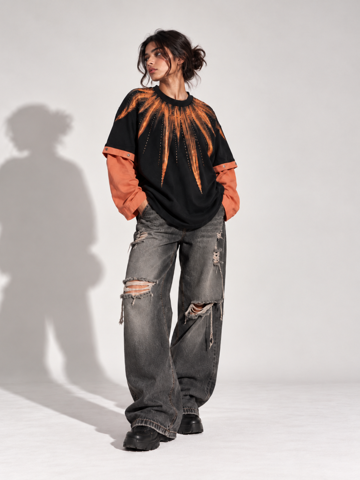Inferno 2.0 Oversized Tee Detachable Sleeves Black-Women
