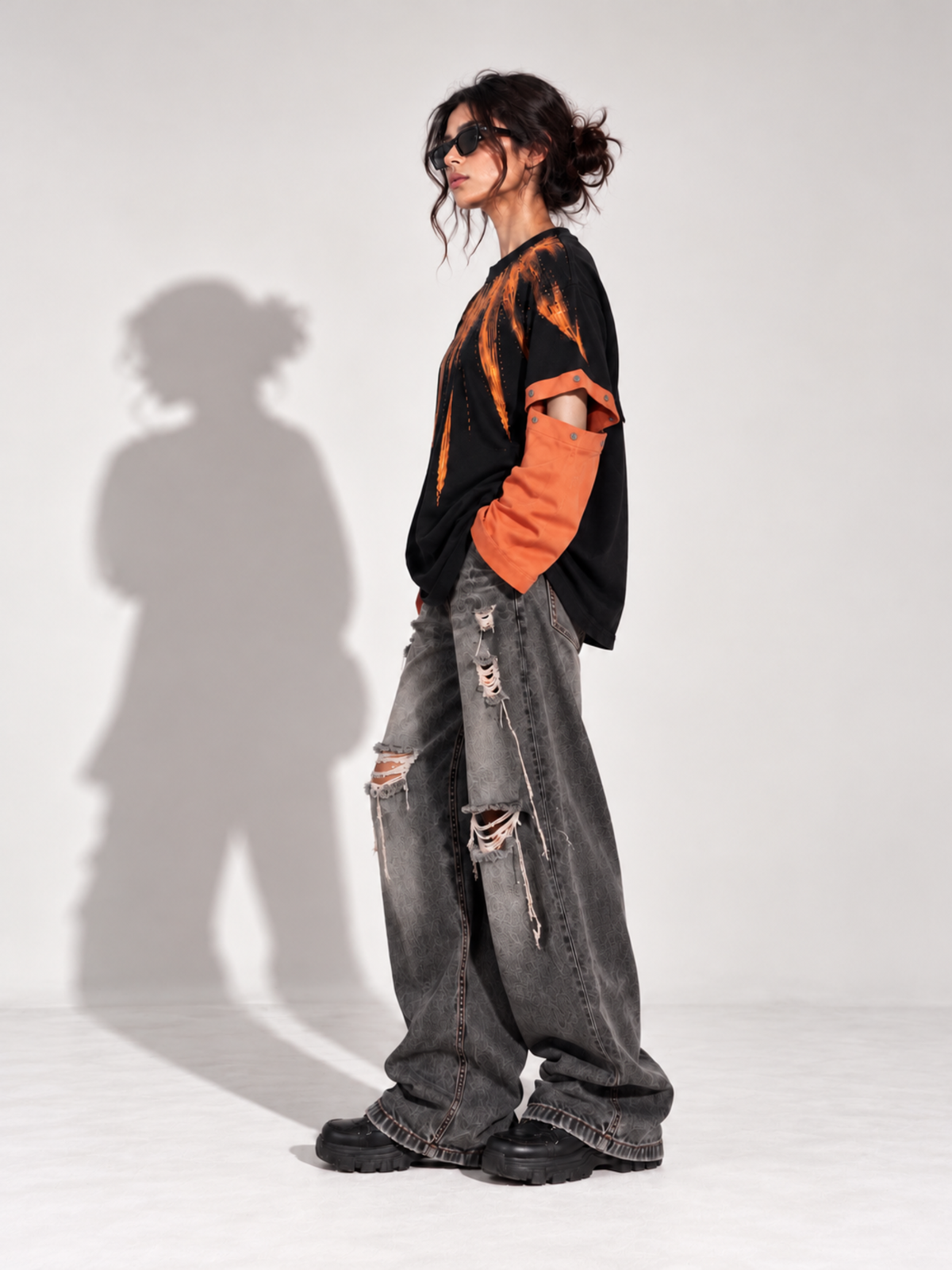 Inferno 2.0 Oversized Tee Detachable Sleeves Black-Women