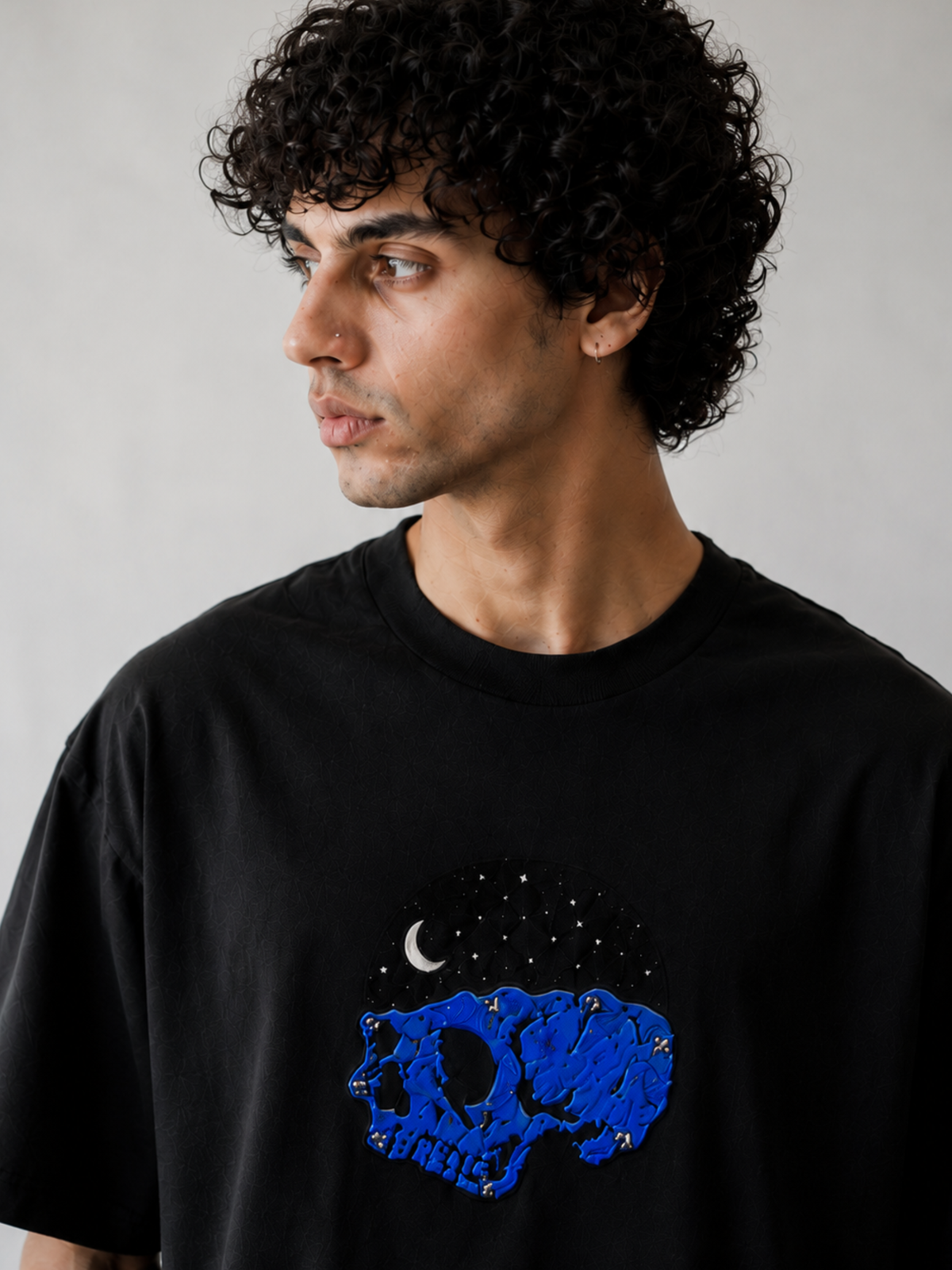 The Skull Oversized Tee Detachable Sleeves Black-Men
