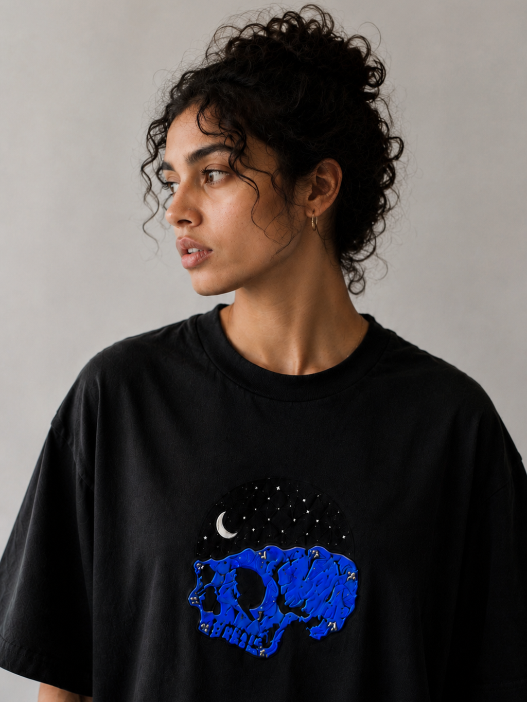 Roopkund Skull Black Oversized Tee - Women