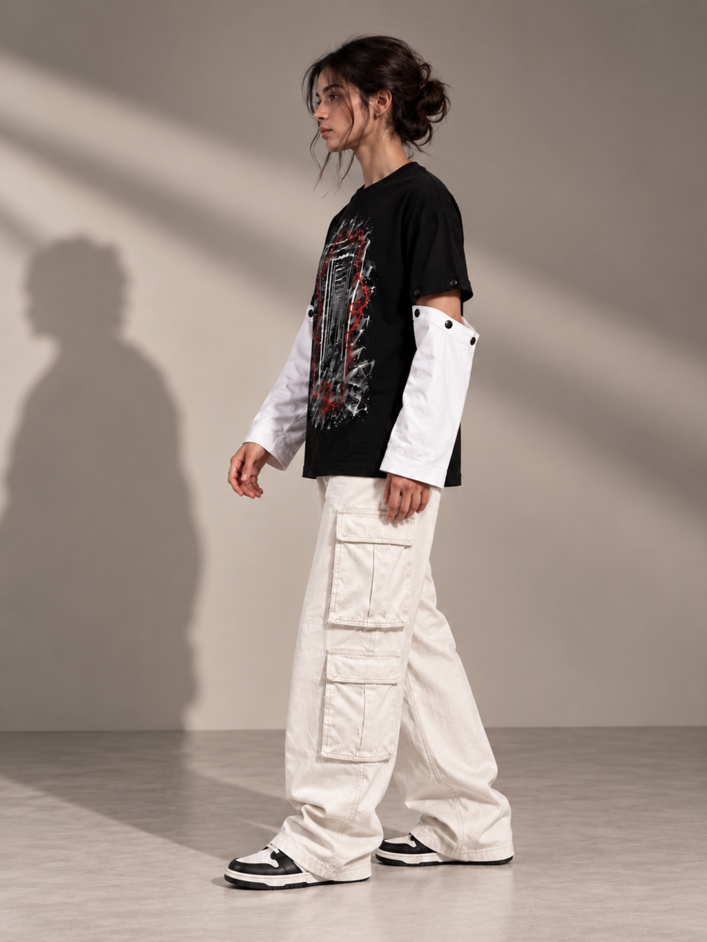 Reverie 2.0 Oversized Tee Detachable Sleeves Black-Women