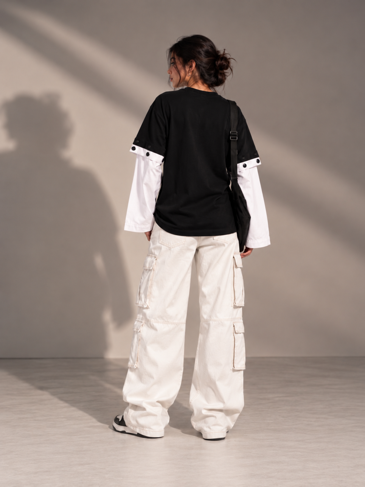 Reverie 2.0 Oversized Tee Detachable Sleeves Black-Women
