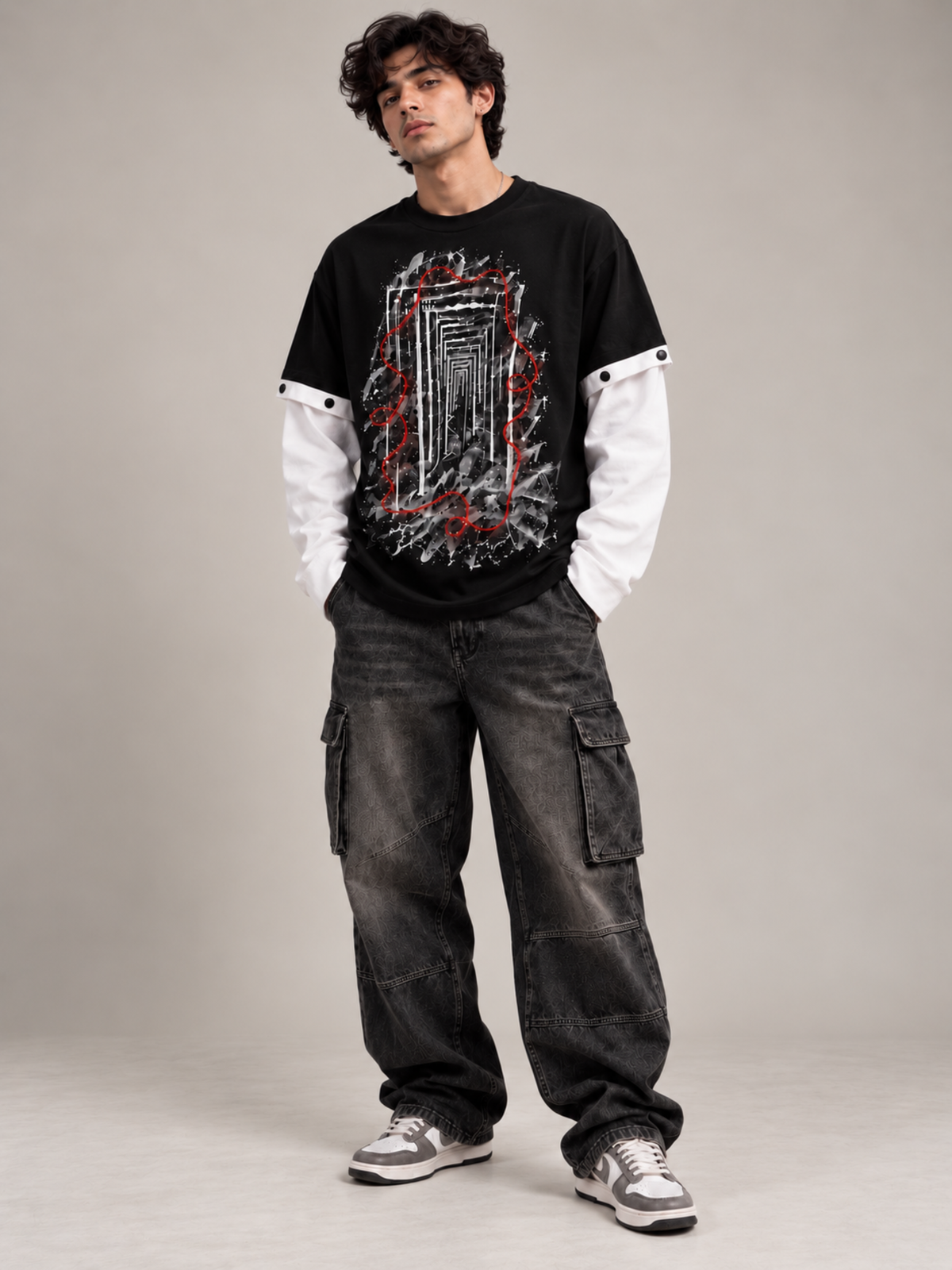Reverie 2.0 Oversized Tee Detachable Sleeves Black-Men