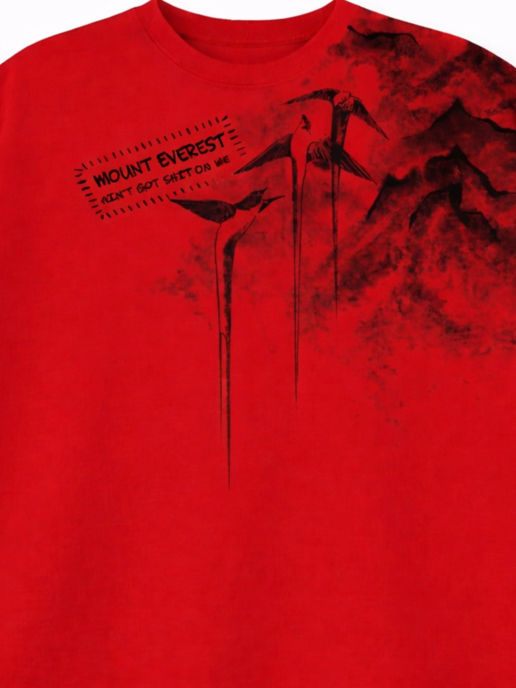 Mount Everest Oversized Red Tee - WOMEN