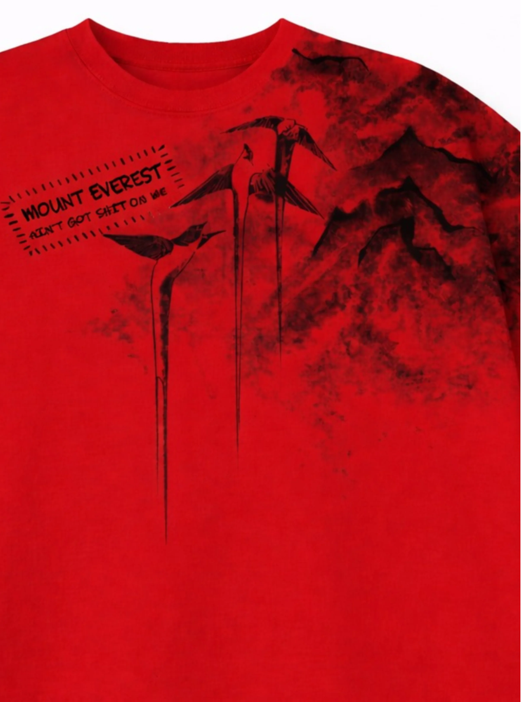 Mount Everest Oversized Red Tee - WOMEN