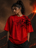 Mount Everest Oversized Red Tee - WOMEN