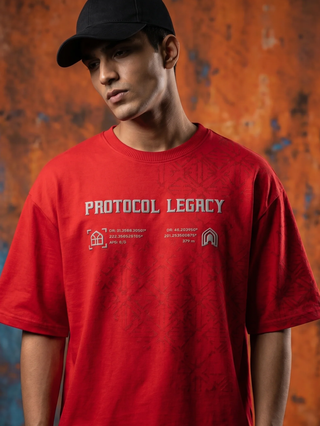 Protocol 2.0 Oversized Tee Detachable Sleeves Red-Men